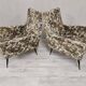 Pair of Mid-Century Design armchairs – jacquard upholstery with tapered legs