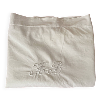 1 Large old pillowcase with embroidered AB monogram