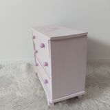 Wooden doll's chest of drawers, compass feet, redesigned, 1950s