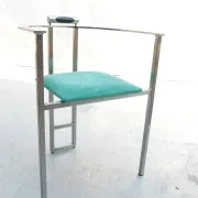 Pair of Memphis style Belgo Chrom chairs, steel and green velvet, 1980s