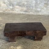 Small stool, black solid teak accent stool wabi-sabi L30 W8.5 H6.