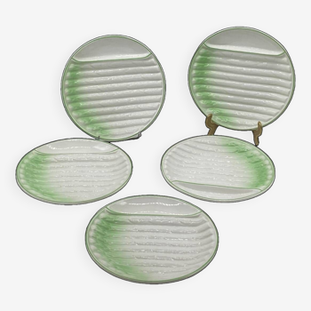 Series of asparagus plates, Revol, porcelain, vintage, slip