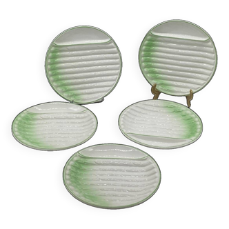 Series of asparagus plates, Revol, porcelain, vintage, slip