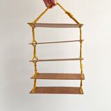 Vintage macrame wall hanging shelves