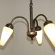 French Vintage Retro Bronze Effect Metal 3 Light Chandelier Glass Shade