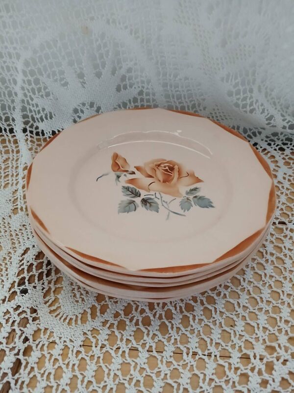 6 assiettes plates anciennes Digoin et Sarreguemines