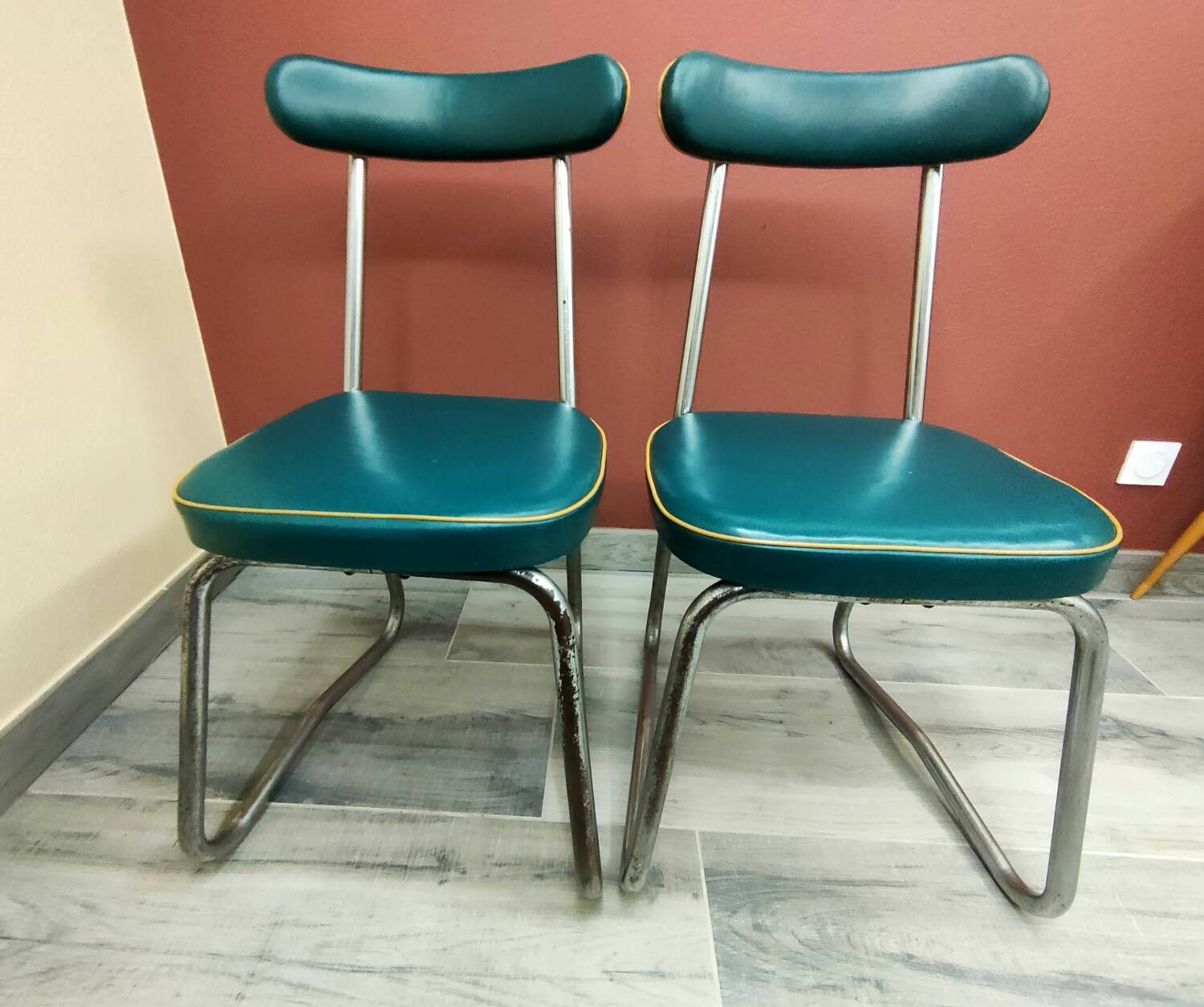Pair of industrial office chairs