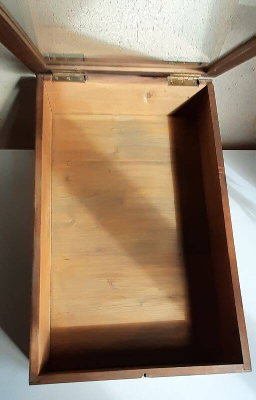 Old sloping pine display case