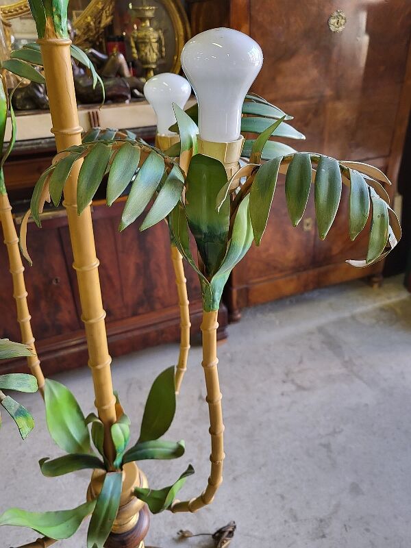 Metal and bamboo floor lamp of the 1960