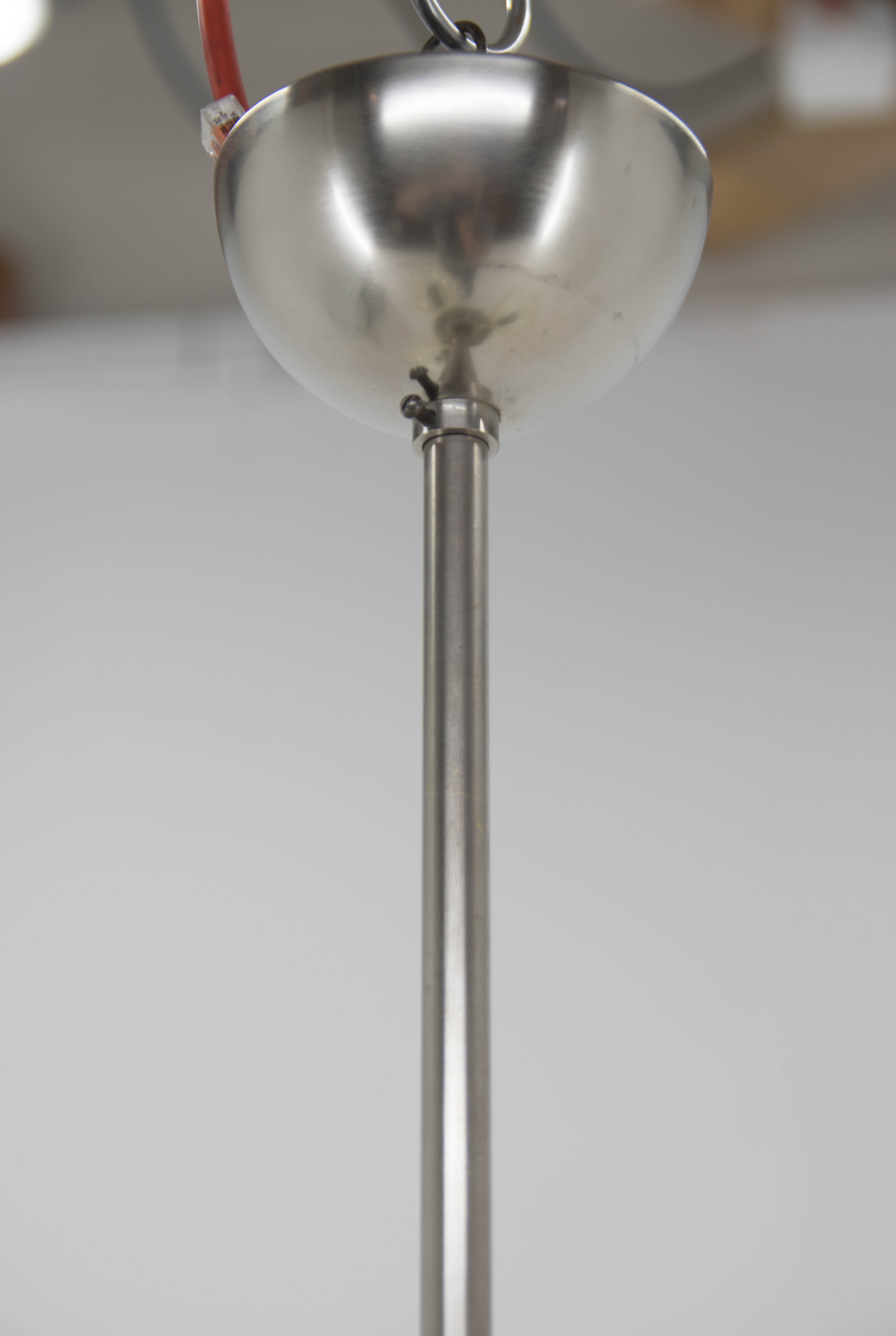 Art Deco Nickel-plating Chandelier, 1930s, Restored