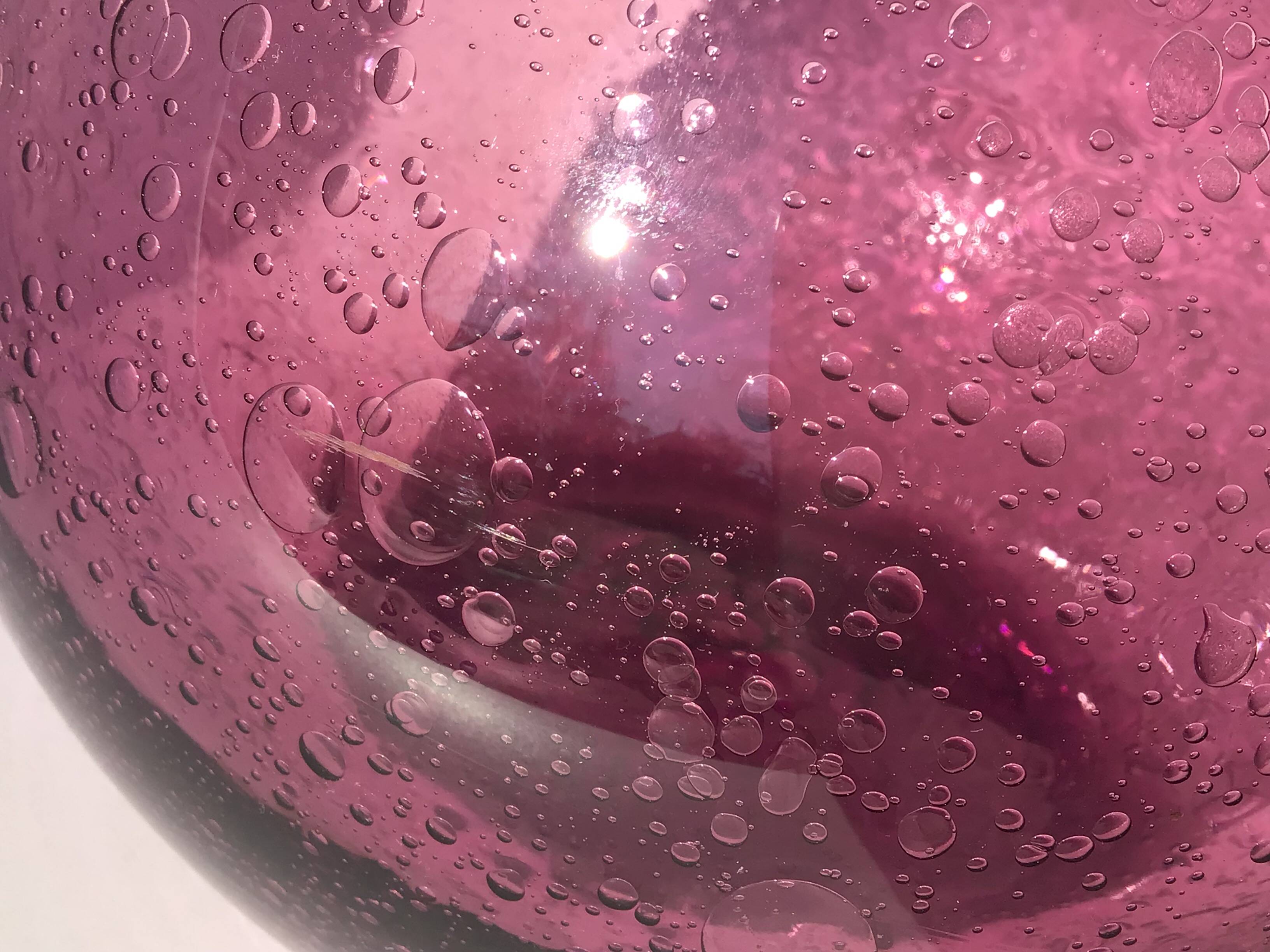 Bubble mouth blown glass vase Biot style height 22cm