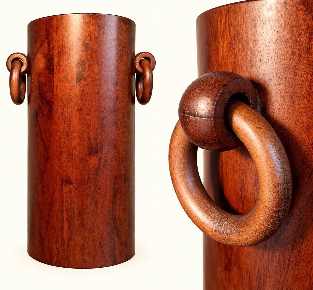 Brutalist/mid-century umbrella stand in walnut – Design 1950-70