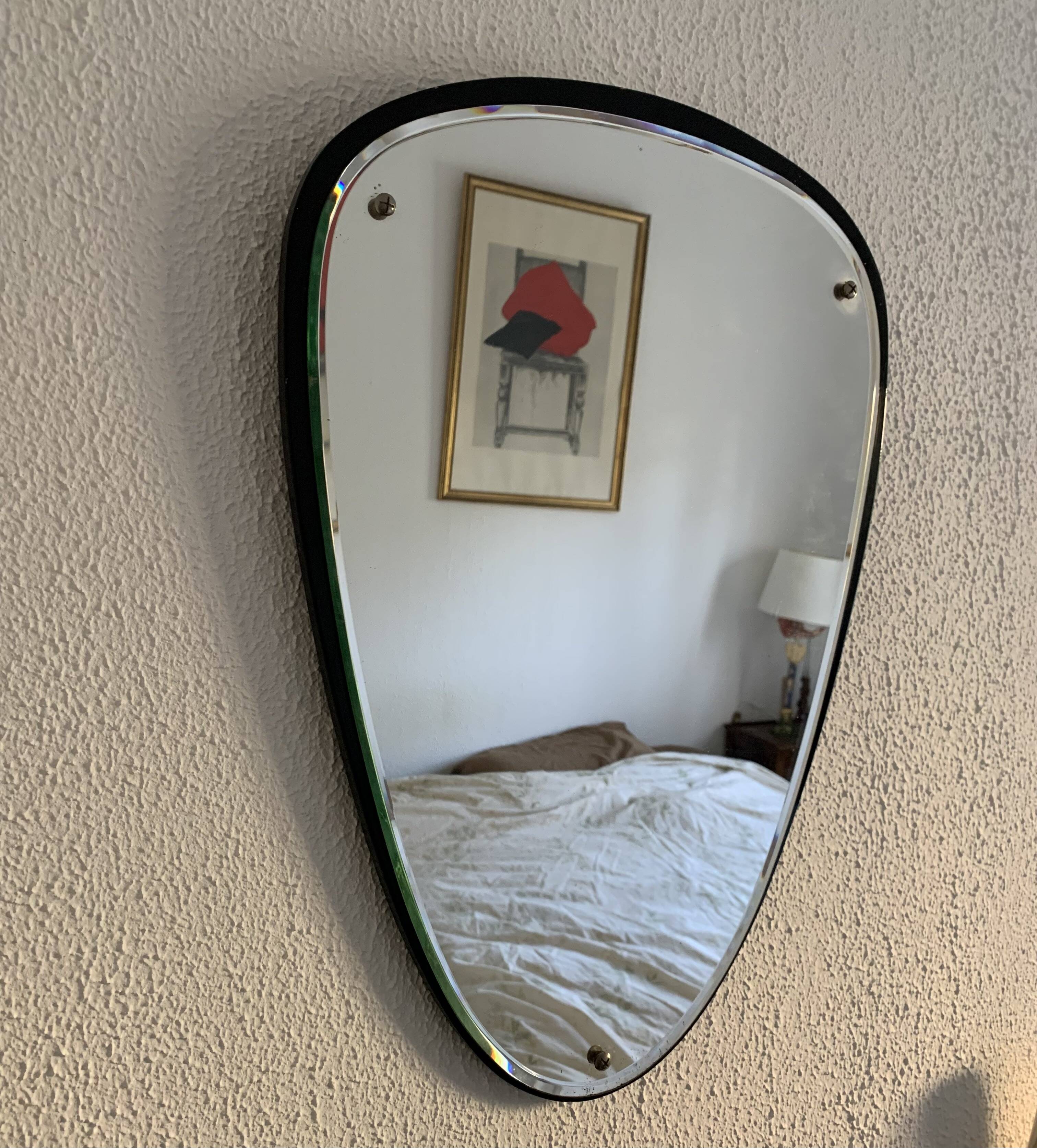 Miroir vintage 1960 rétroviseur asymétrique - 55 x 38 cm