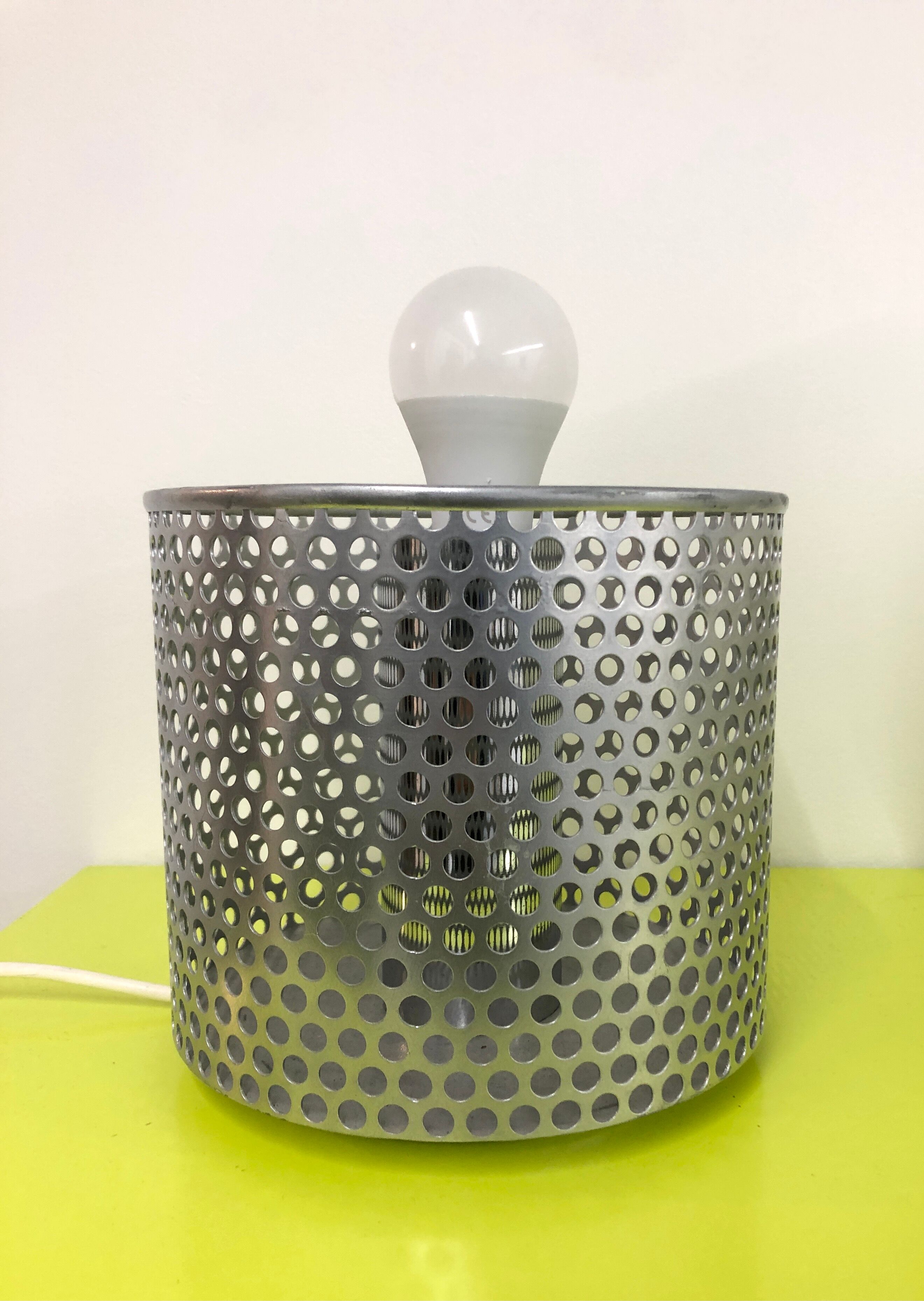 Lamp in chrome steel and opal glass by Michel Boyer for Verre Lumière