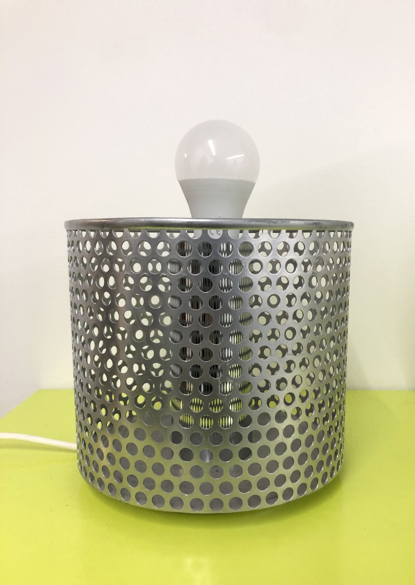 Lamp in chrome steel and opal glass by Michel Boyer for Verre Lumière