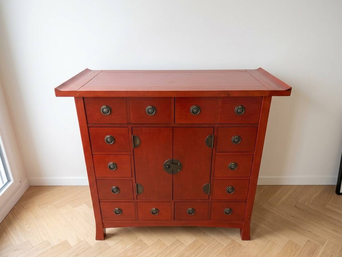 Red wooden Chinese-style storage furniture