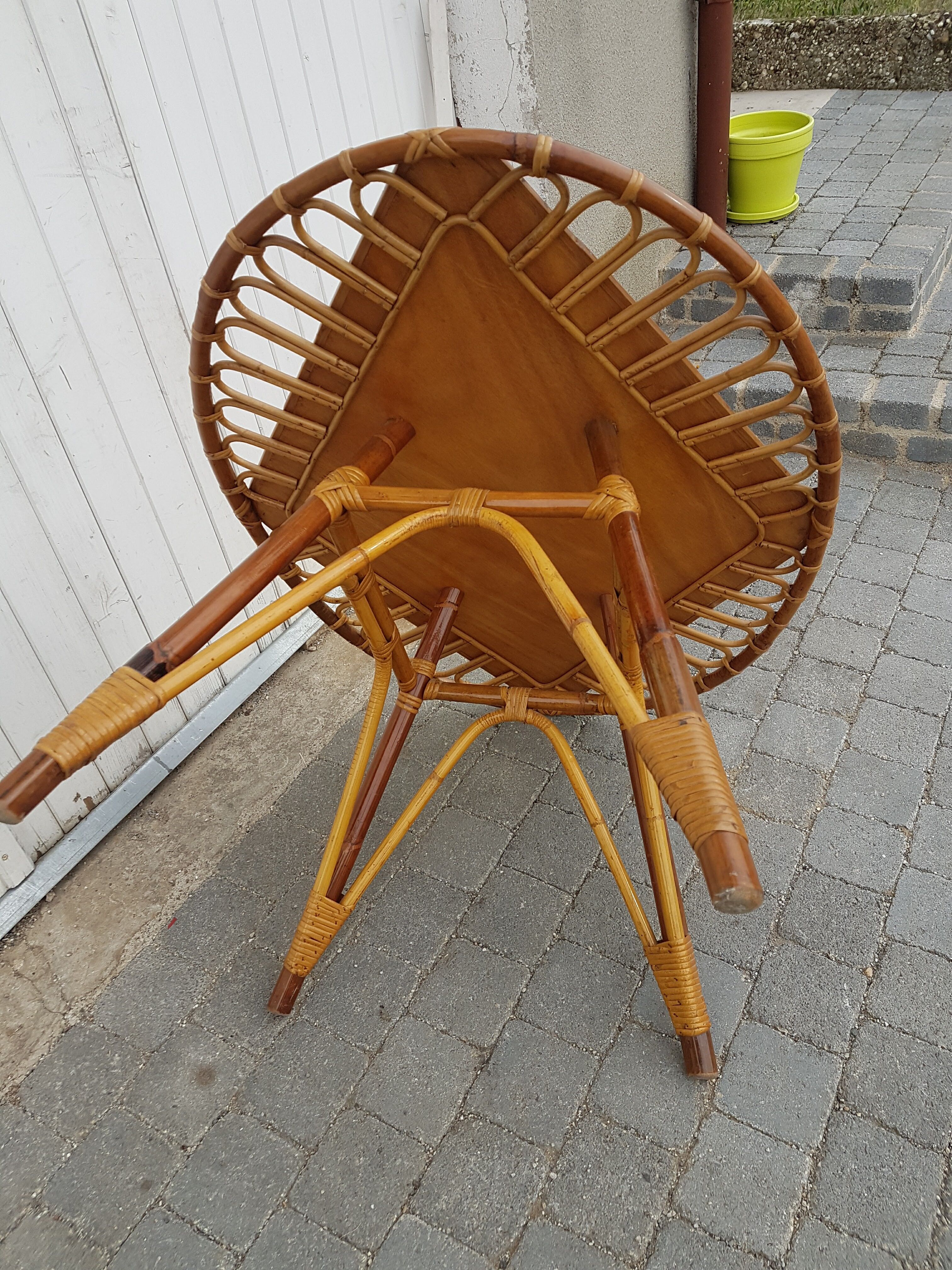 Vintage 1950 rattan coffee table