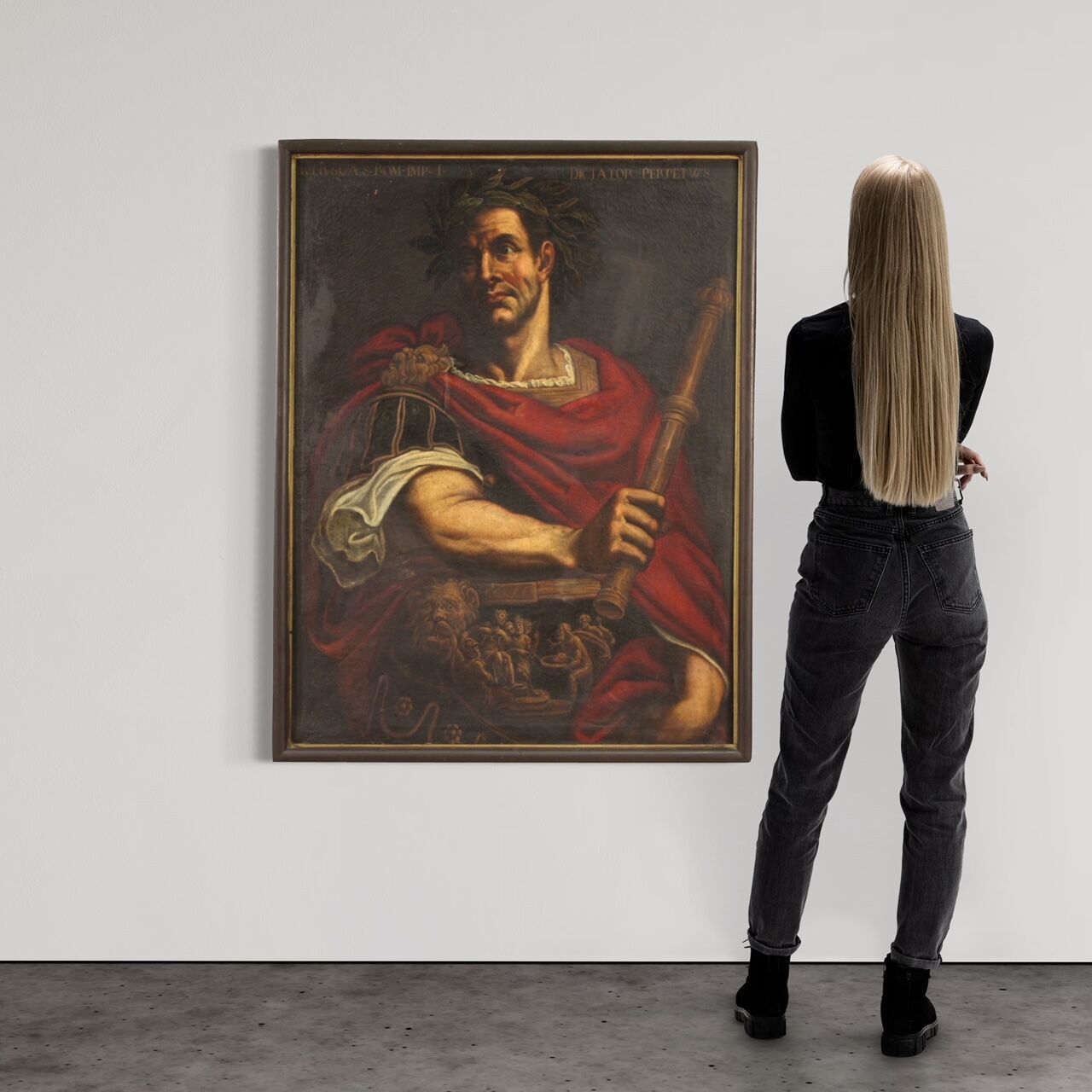 Rare tableau italien représentant Jules César du XVIIe siècle
