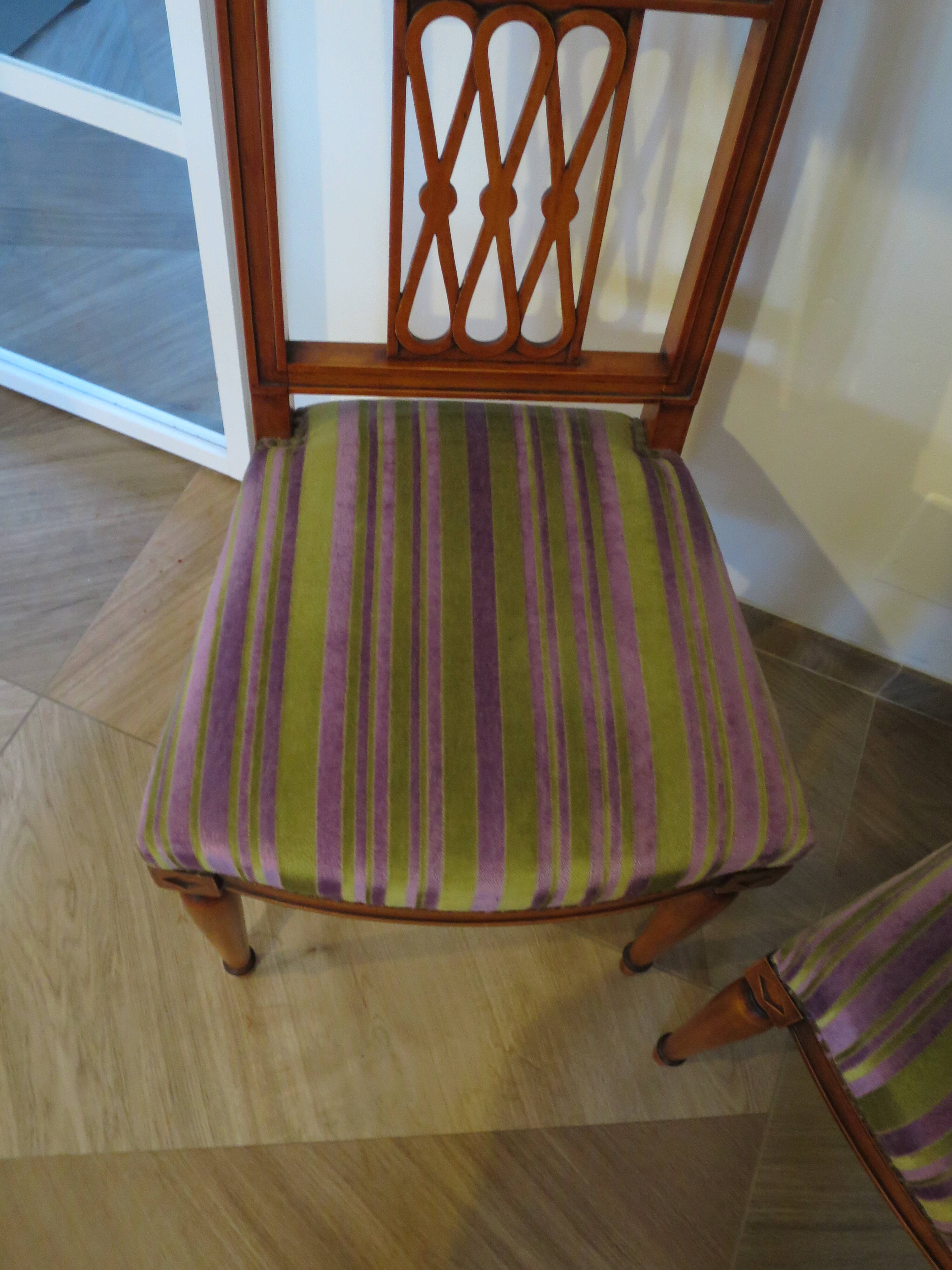 Set of 2 Purple and Green Tapestry Chairs - Cherry