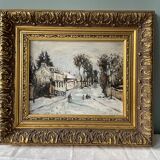 Old painting snow landscape signed