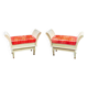 Sgabelli Art Deco in wood, ottone and pelle, Italia, anni '30, set of 2