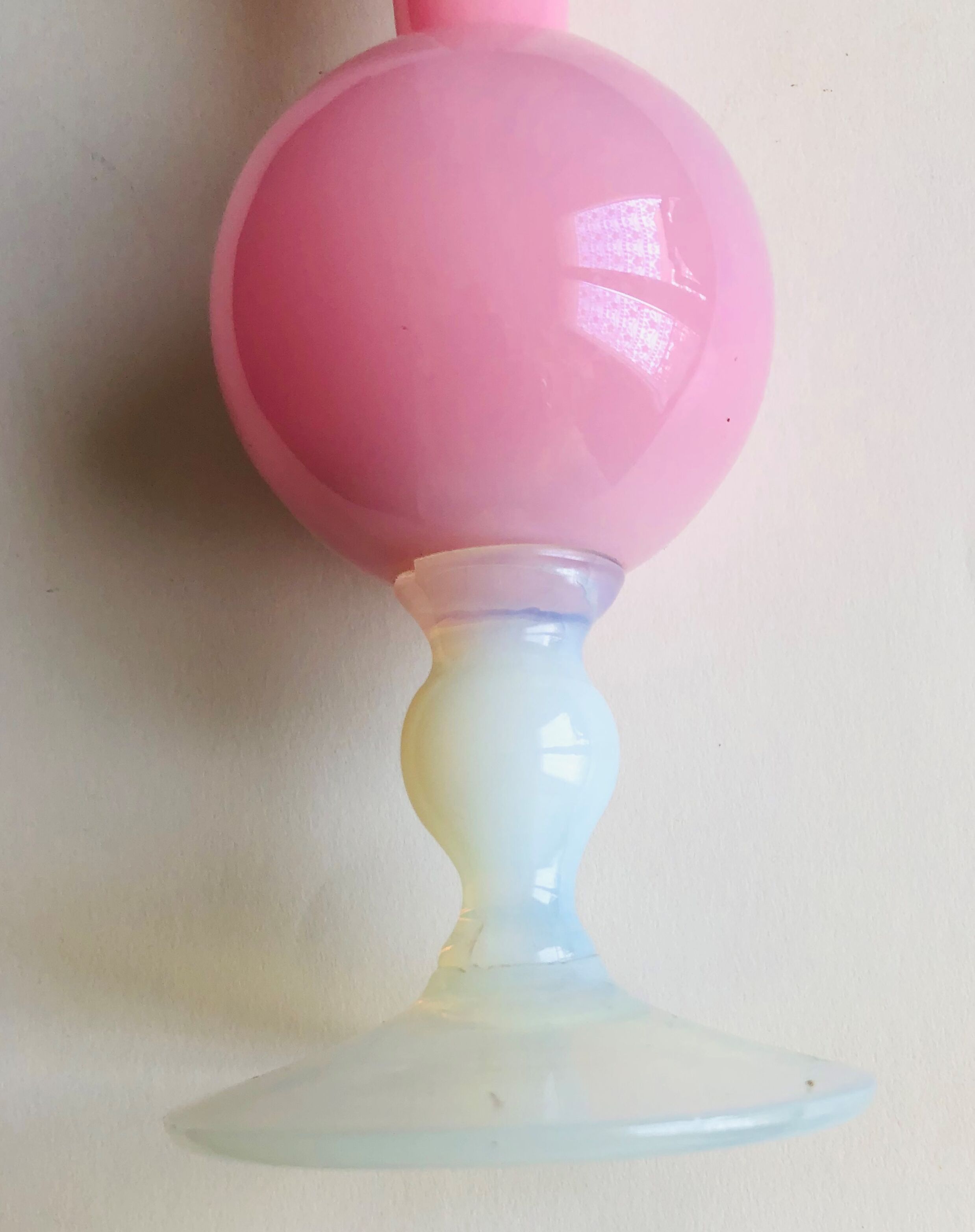 Pink and white opaline vase