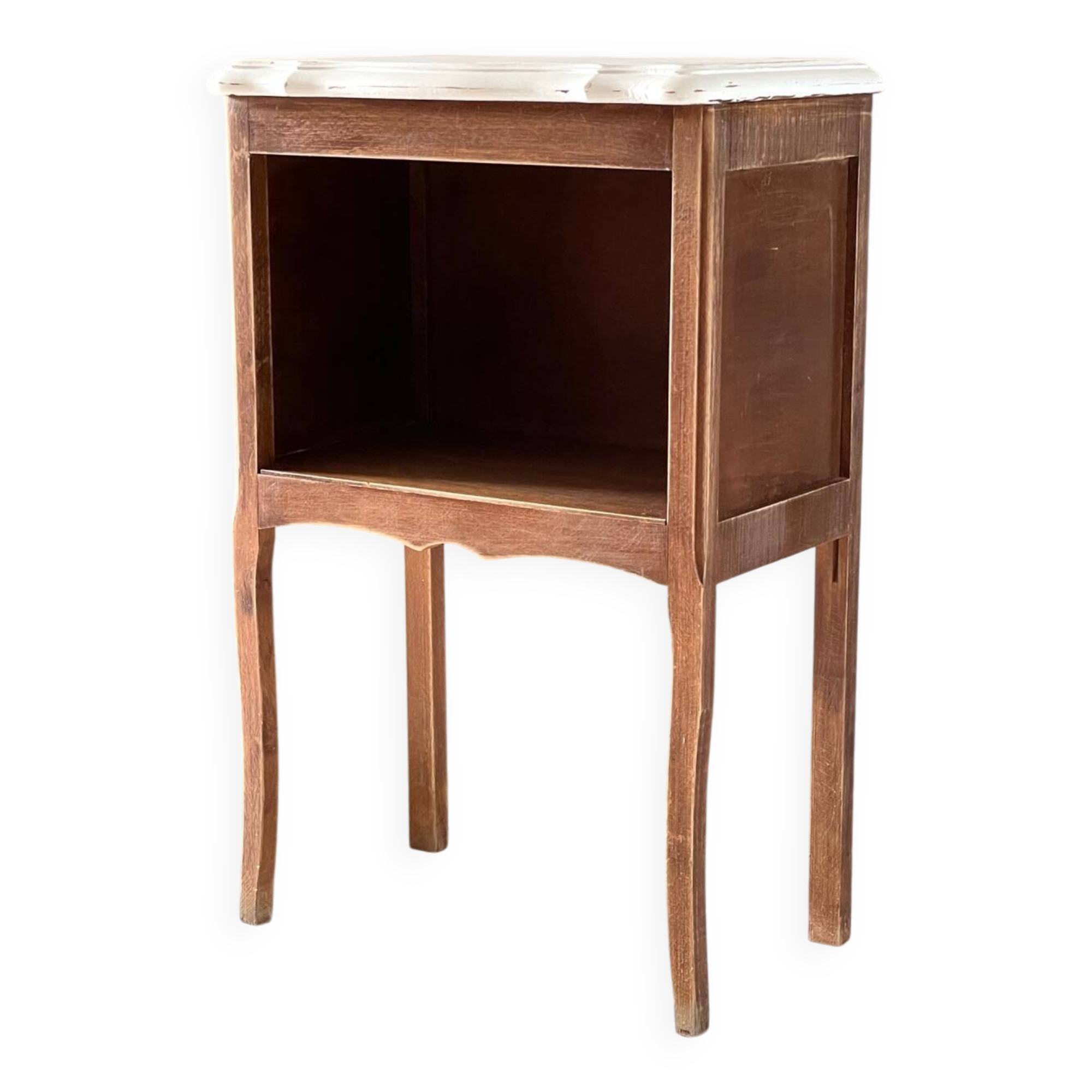 Vintage White and Wood Bedside Table