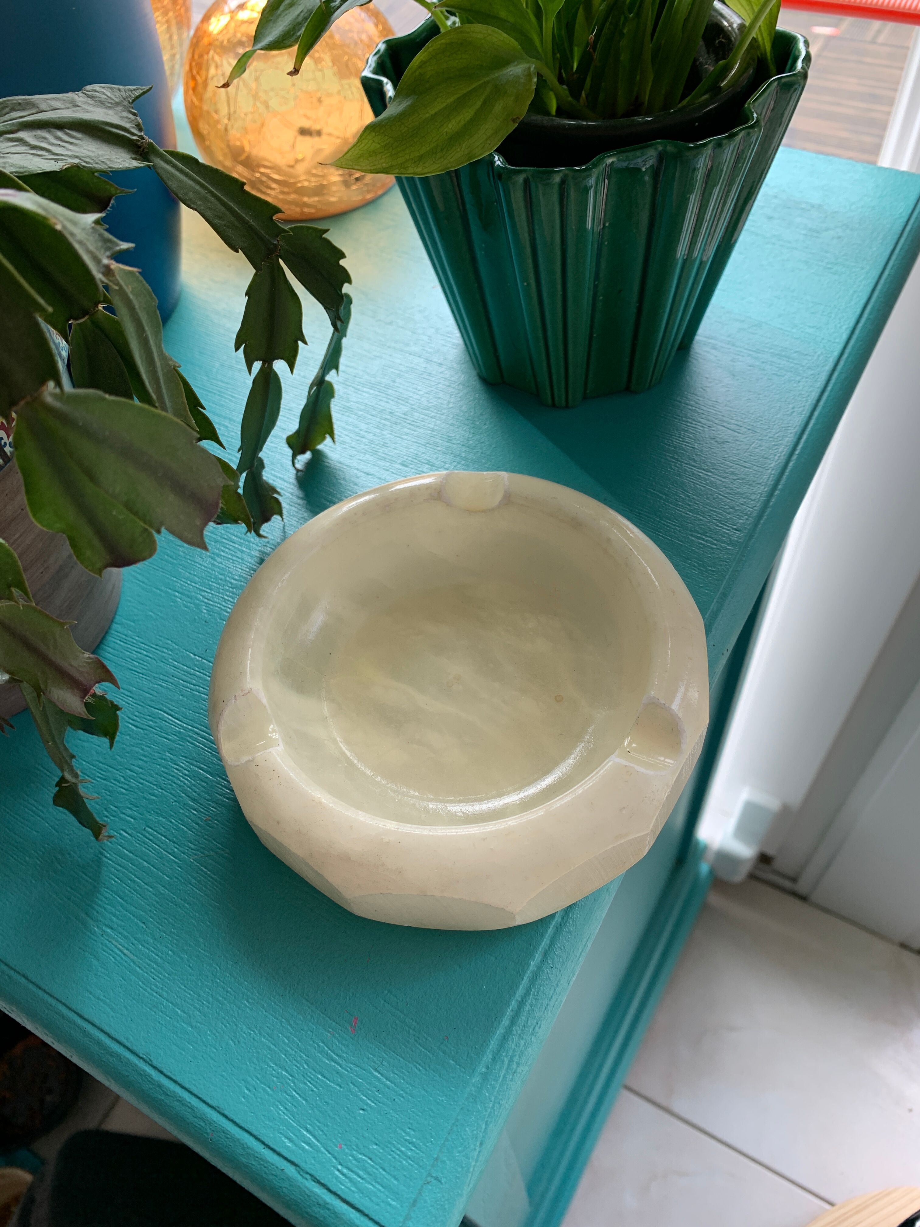 Vintage white marble ashtray