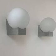 Pair of vintage wall lights, brushed metal and opaline, France 1970