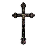 Early 20th century Indochina wooden cross with mother-of-pearl inlays