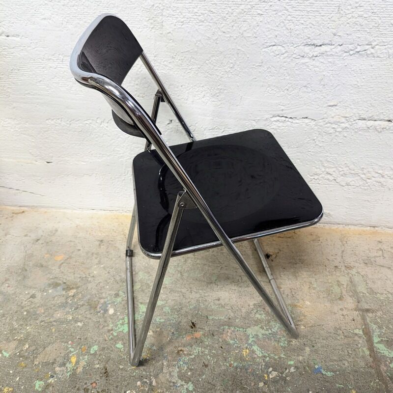 Black and chrome vintage folding chair