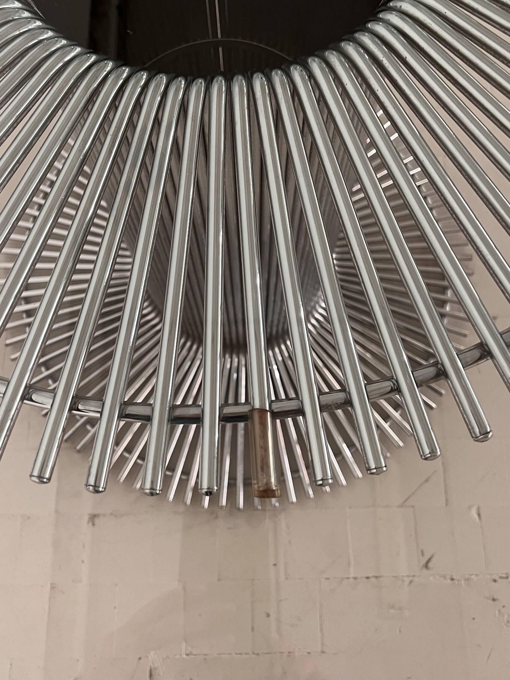 Italian Pedestal Dining Table in Chrome and Glass