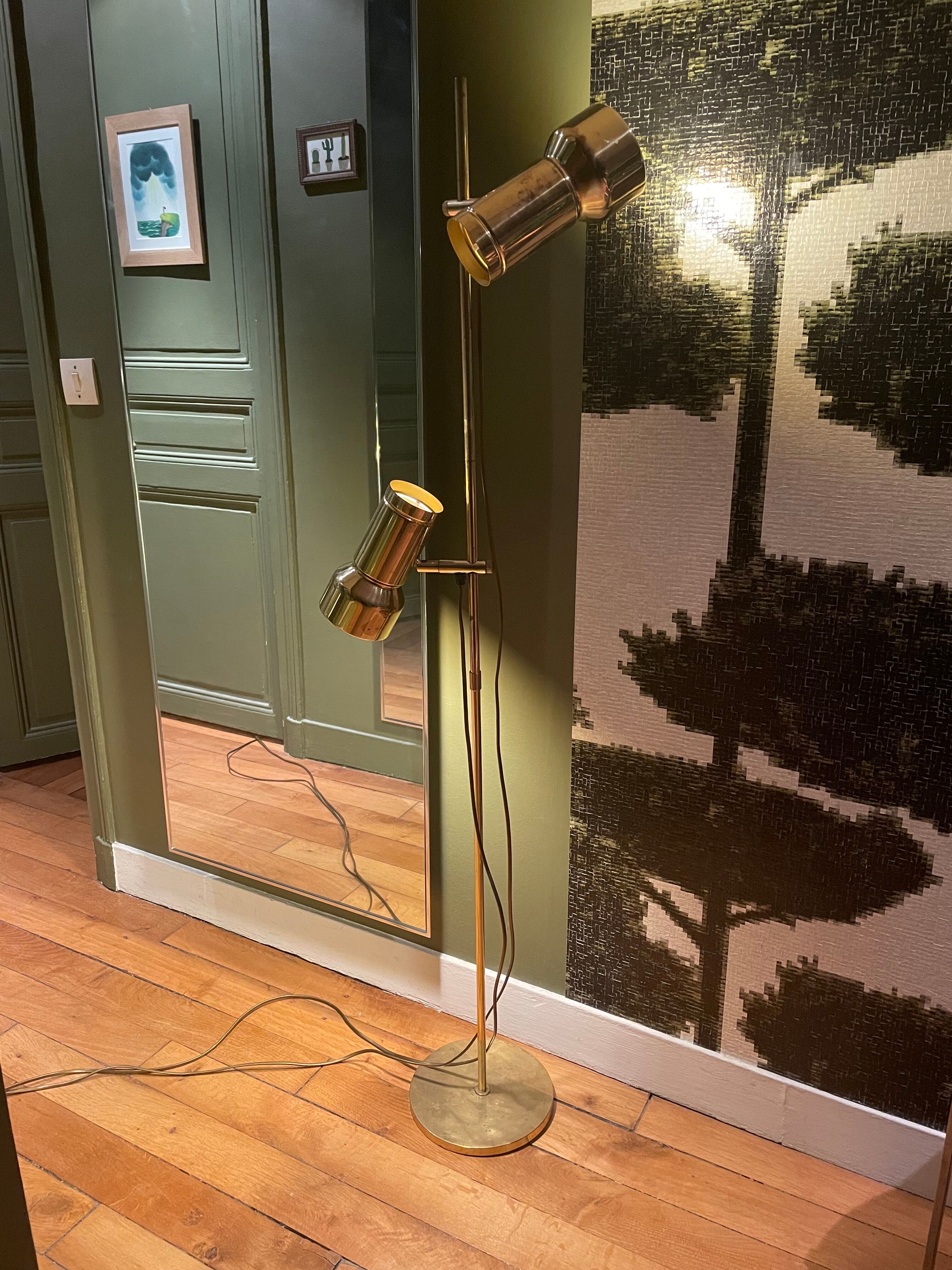 Danish reading lamp 2 height-adjustable reflectors in gold brass Frandsen