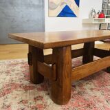 Brutalist solid oak coffee table