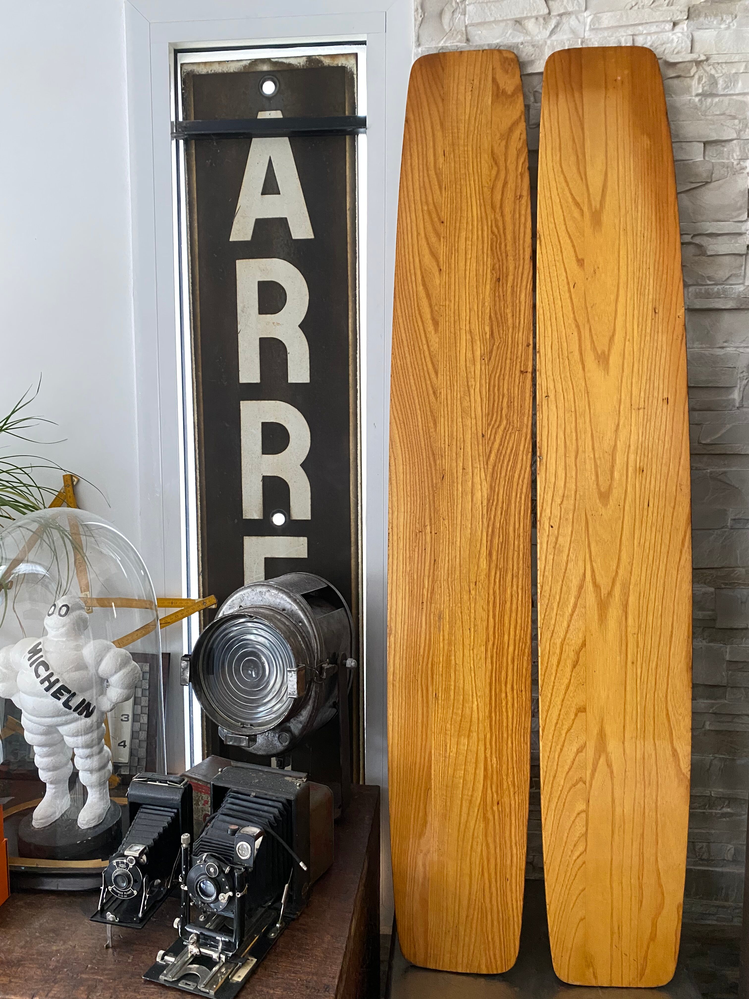 Wooden water ski pair