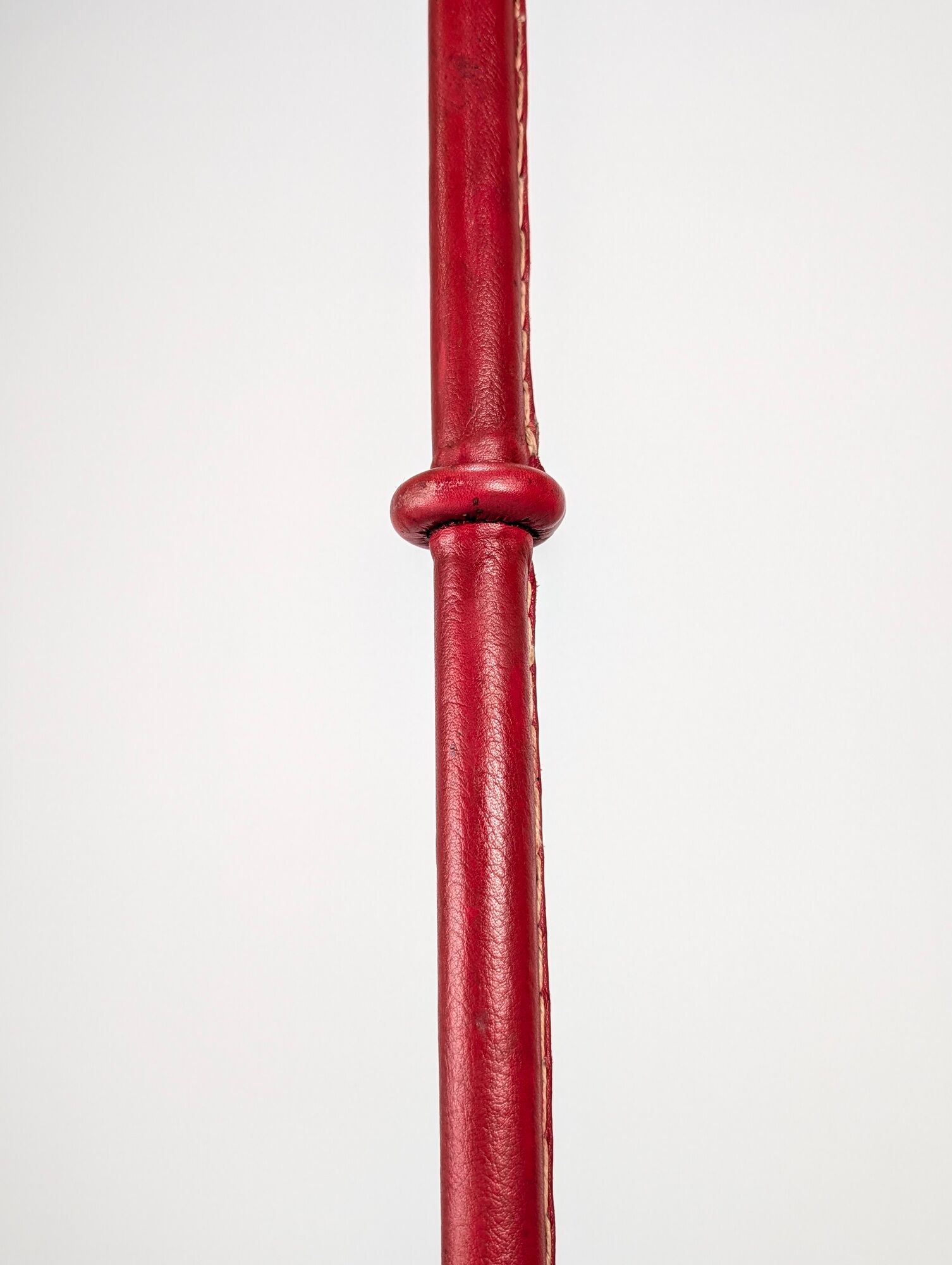 Jacques Adnet floor lamp in red leather, mid-century modern, France, 1960s