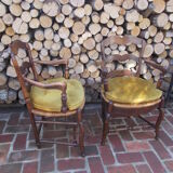 Pair of Provençal-style armchairs seaters in straw