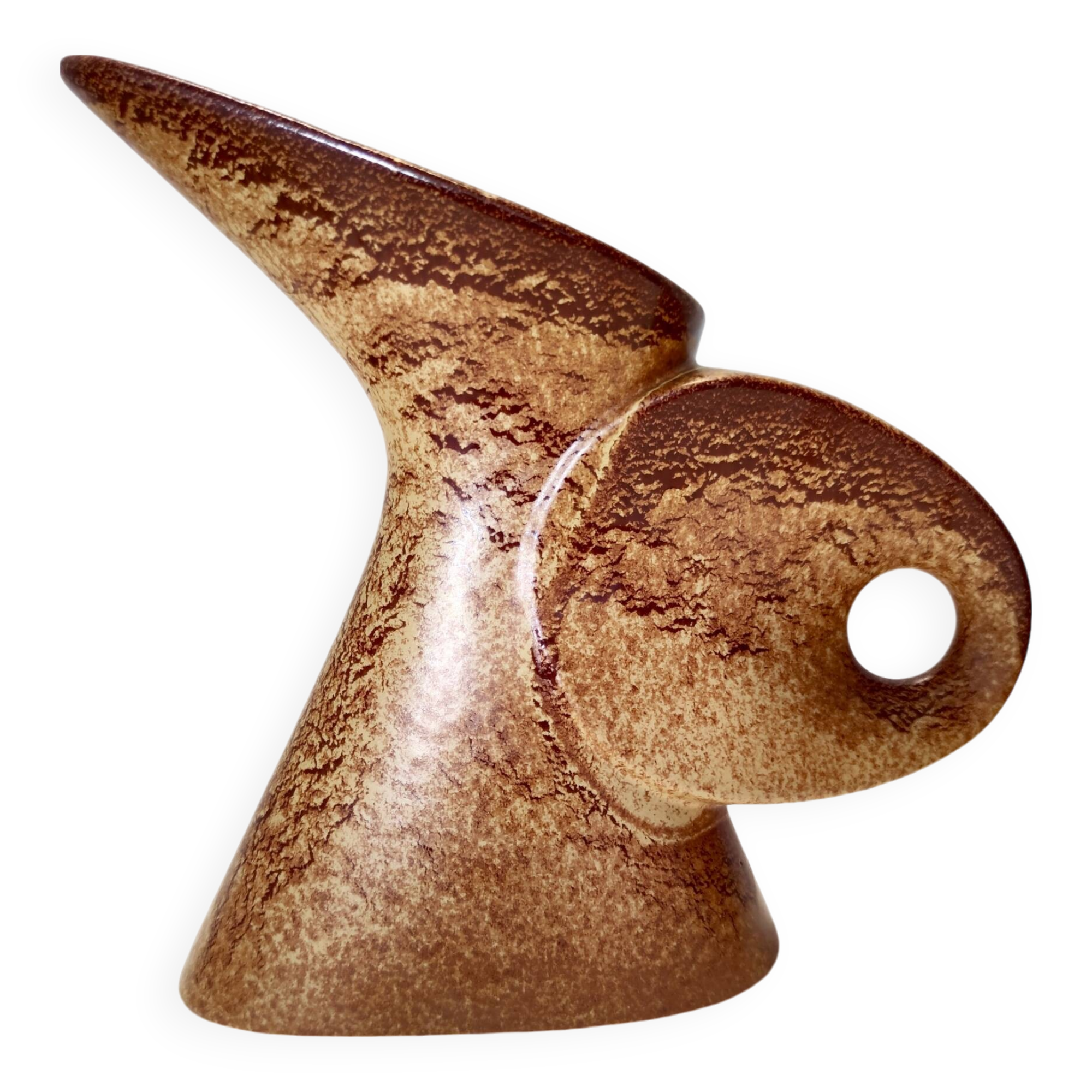 Brown Glazed Ceramic Tulip Vase by Giovanni Bertoncello for Schiavon