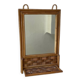 Vintage rattan tablet mirror