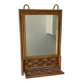 Miroir à tablette en rotin vintage