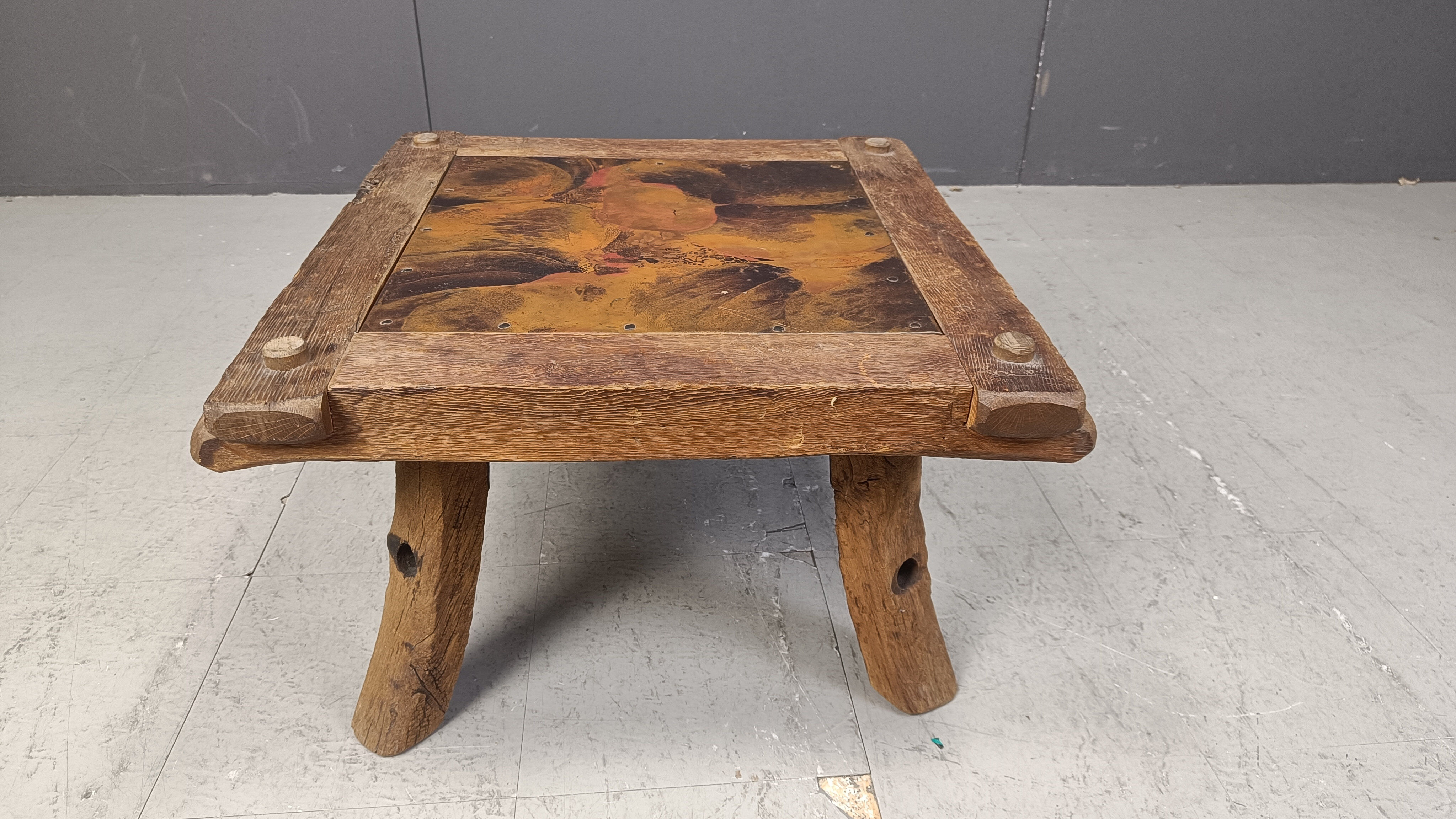 Vintage copper plated brutalist coffee table, 1970s