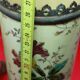 Pair of vases, bronze frame, Lunéville earthenware