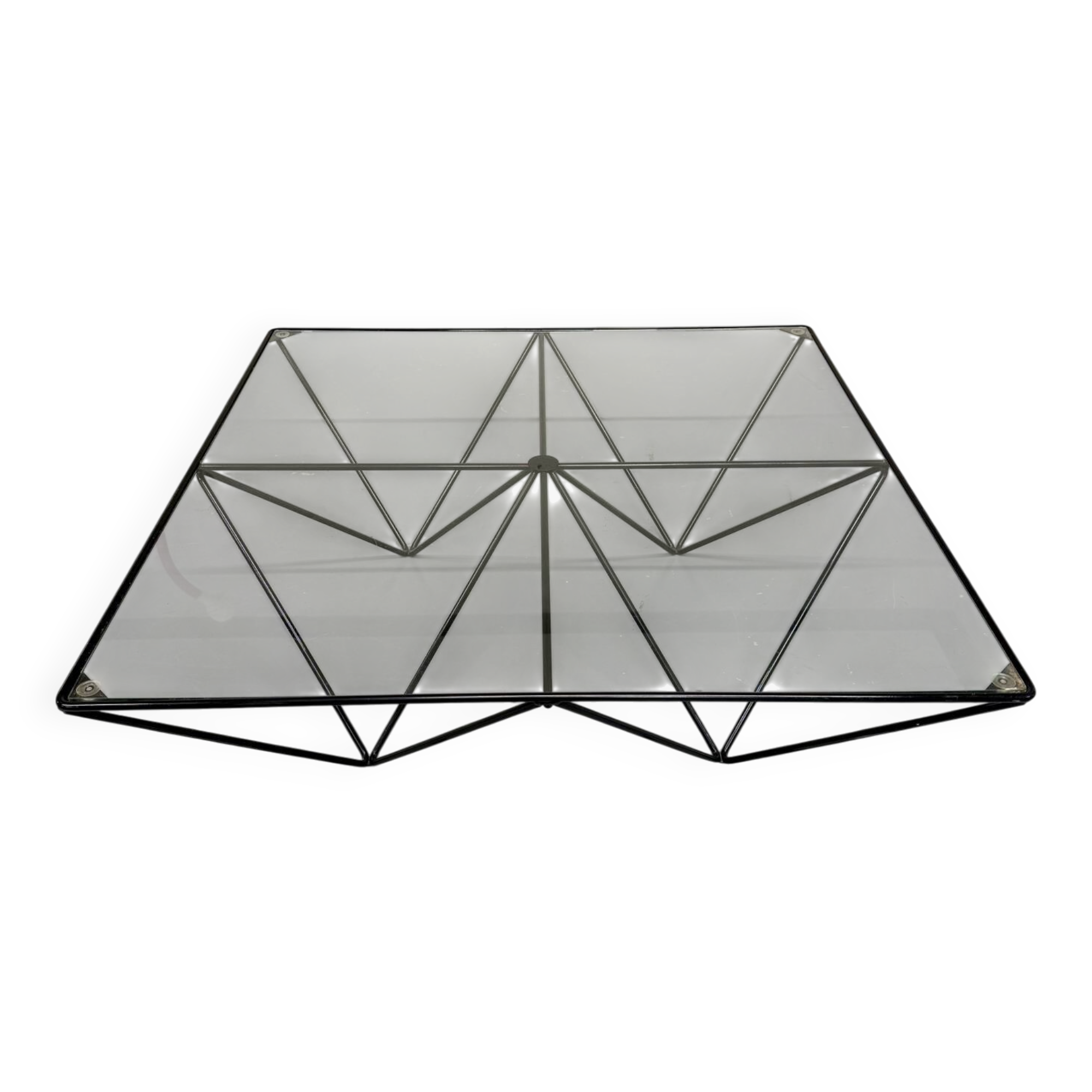 Vintage 1980s Italian architectural design metal coffee table.