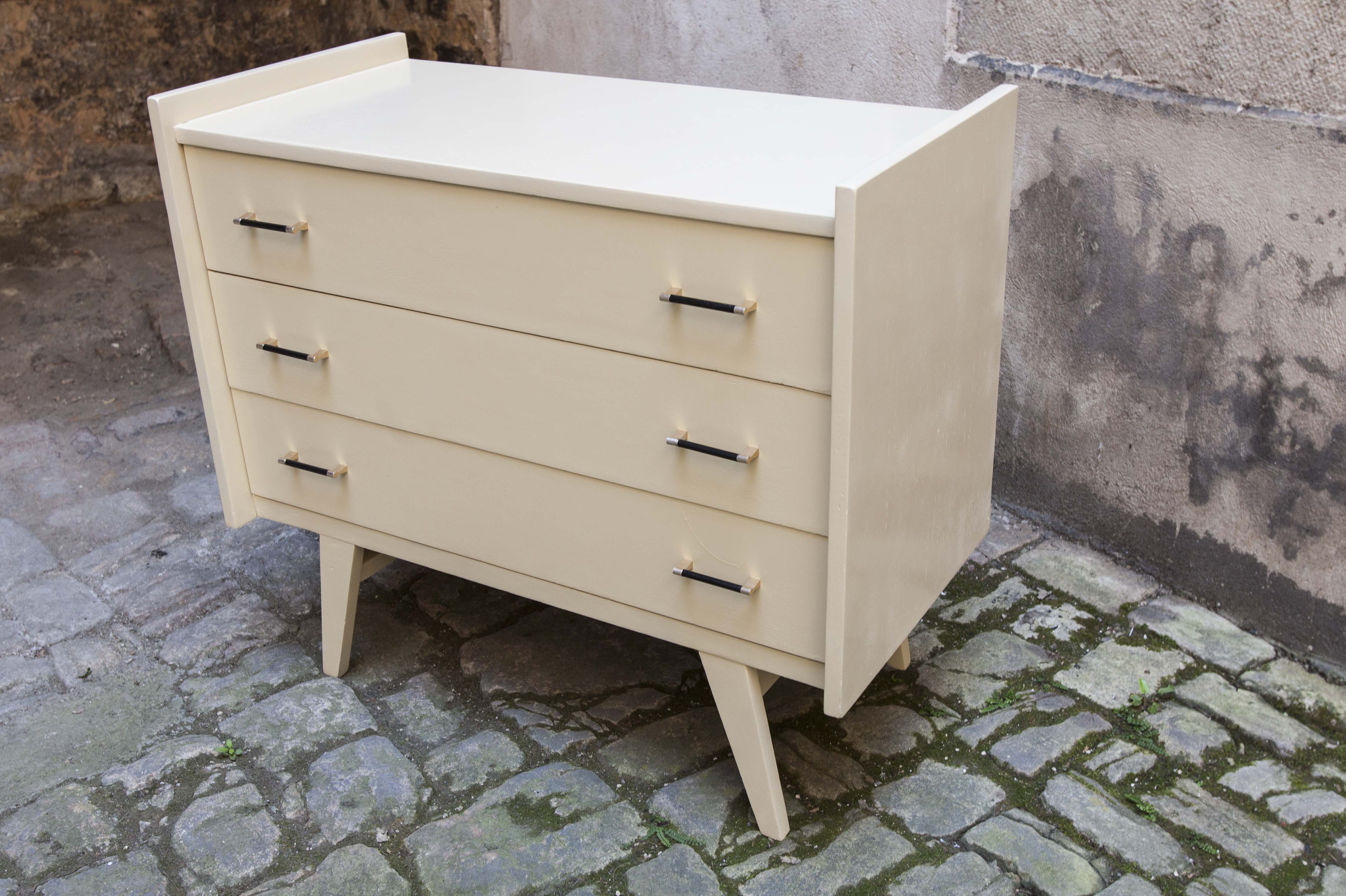 Chest of drawers 50s relooked ivory