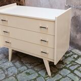 Chest of drawers 50s relooked ivory