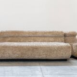 Beige chenille sectional sofa, 3 pieces, 1970s