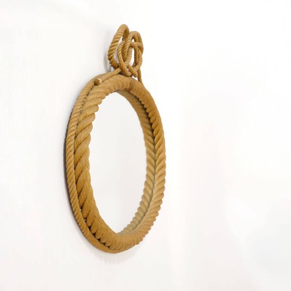 Miroir ovale en corde avec fronton