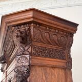 Antique Neo-Renaissance Oak Bookcase with Figural Carvings, 1870