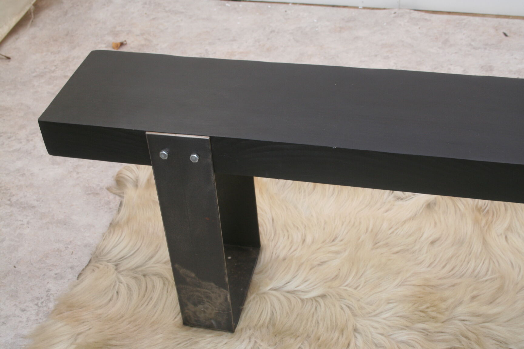 Wood and metal bench