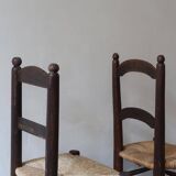Pair of straw farm chairs